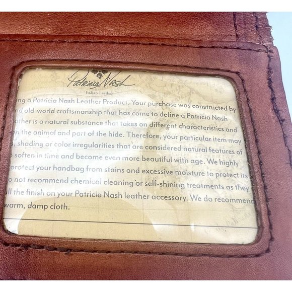 Patricia Nash Terresa Wallet Brown Rust Woven Leather Classic Preppy - Picture 8 of 8